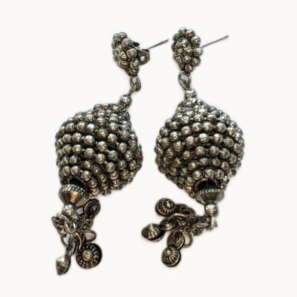 Vintage distressed silver dangling earrings - Picture 1 of 4